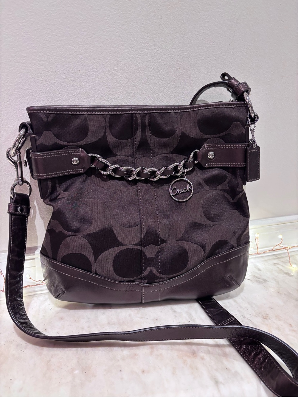 Coach Vintage F19730 Chocolate Brown Canvas Shoulder Bag